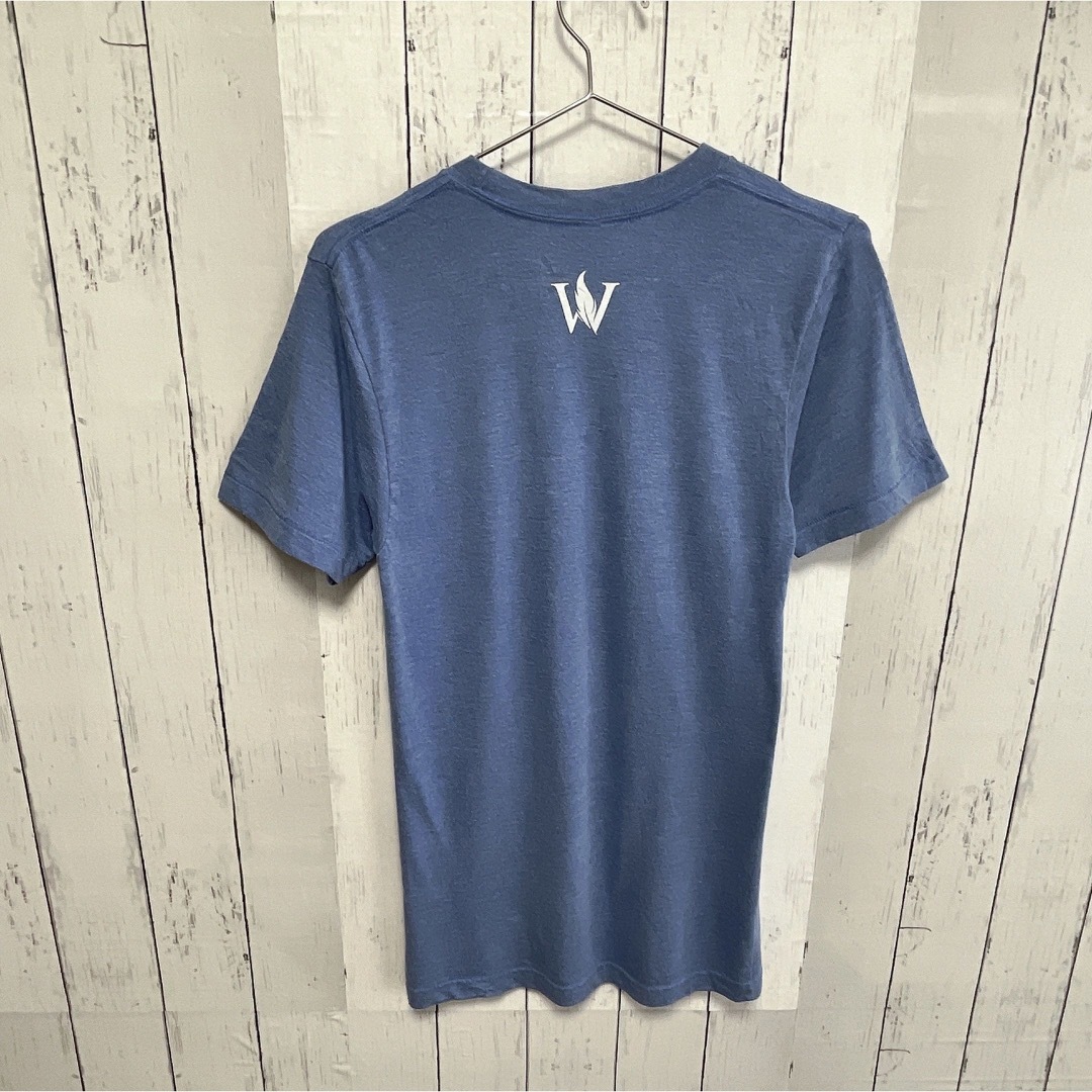 American Apparel(アメリカンアパレル)のAmerican Apparel　Tシャツ　S　ブルー　プリント　USA古着 メンズのトップス(Tシャツ/カットソー(半袖/袖なし))の商品写真