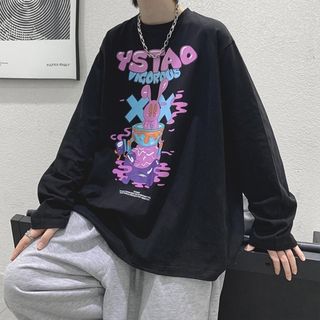 【残り１点】ユニセックス 　トレーナー　ストリート　黒　オーバーサイズ　XL(Tシャツ/カットソー(七分/長袖))