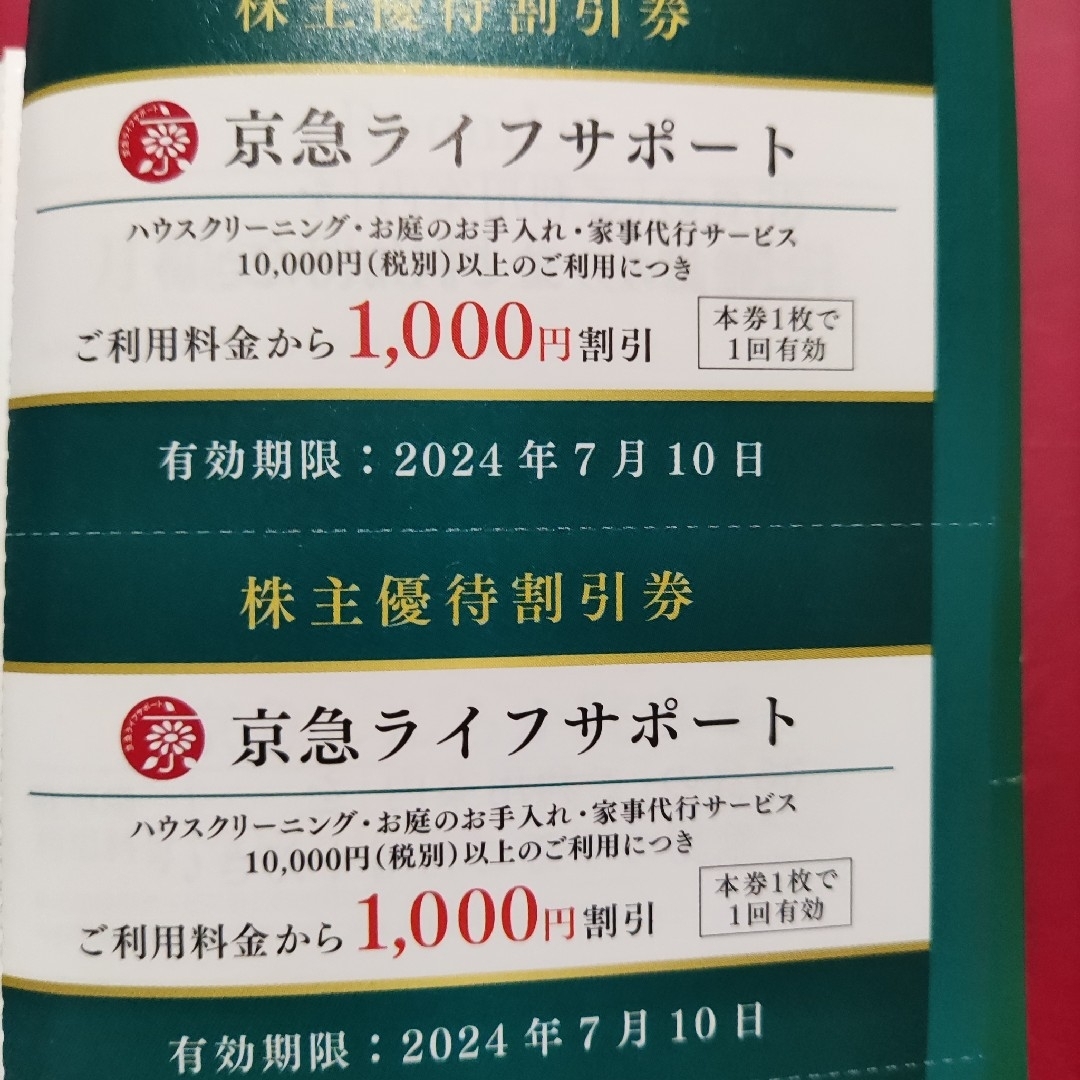 京急ライフサポート 株主優待割引券 2枚 チケットの優待券/割引券(その他)の商品写真