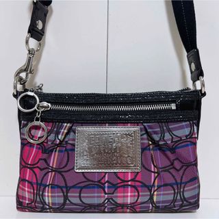 コーチ(COACH)の☆美品☆送料無料☆コーチポピーラインシグネチャーチェック柄ショルダーバッグ☆(ショルダーバッグ)