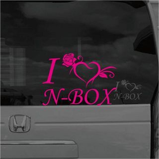 アイラブ N-BOX Nボックス  薔薇 愛車 ステッカー シール　ピンク(車外アクセサリ)