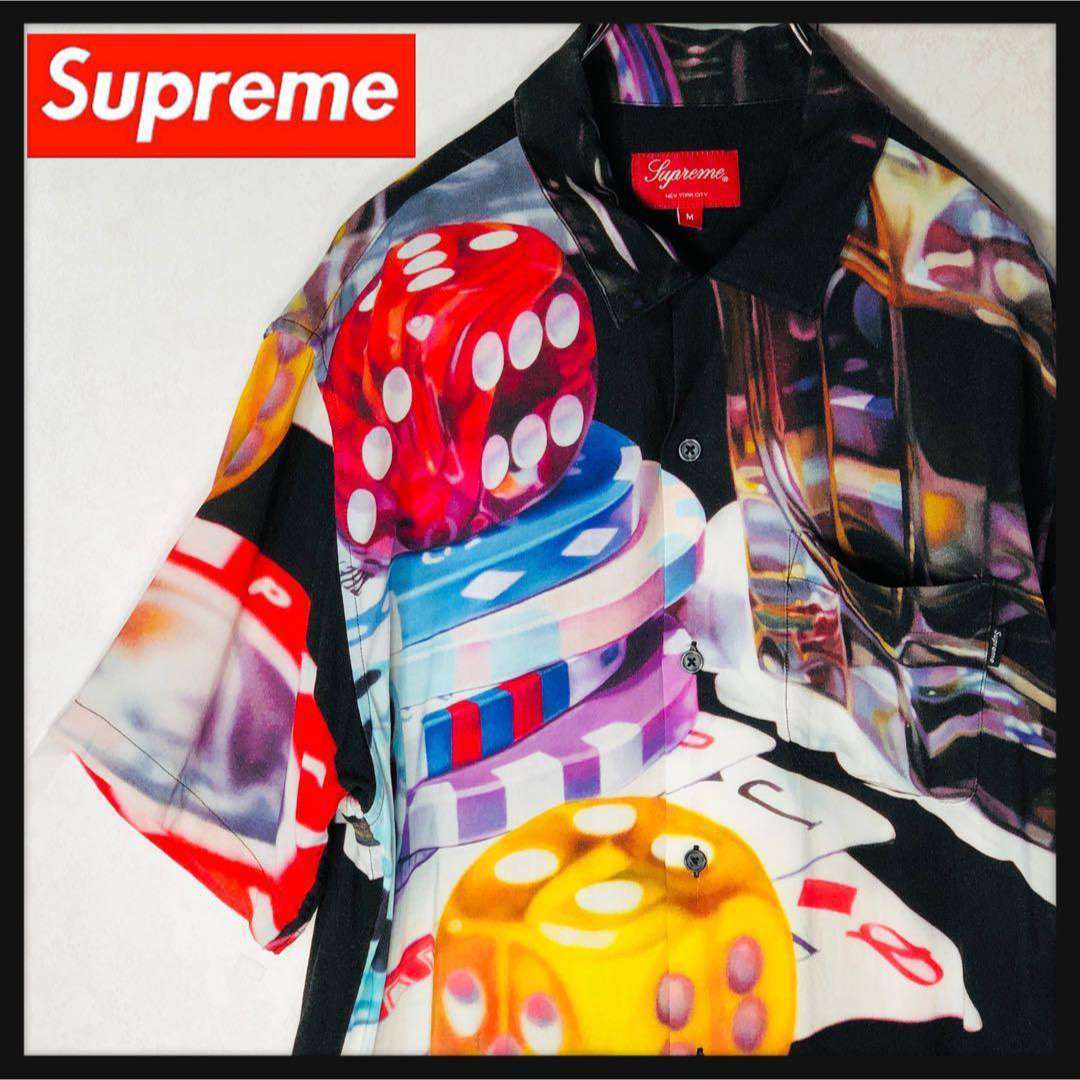 Supreme(シュプリーム)の【超人気デザイン】シュプリーム 総柄 カジノ柄 半袖シャツ 希少 ブラック M メンズのトップス(シャツ)の商品写真