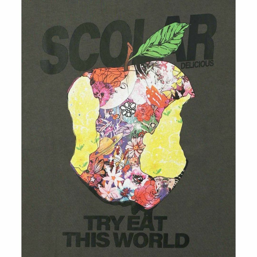 ScoLar(スカラー)のスカラー 142636 宇宙を秘めた花柄リンゴTシャツ レディースのトップス(Tシャツ(半袖/袖なし))の商品写真