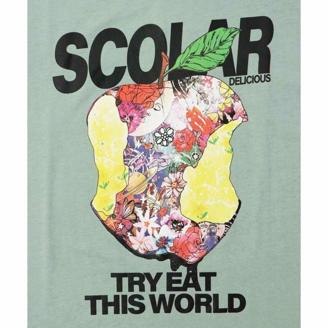 ScoLar(スカラー)のスカラー 142636 宇宙を秘めた花柄リンゴTシャツ レディースのトップス(Tシャツ(半袖/袖なし))の商品写真