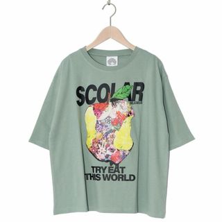 スカラー(ScoLar)のスカラー 142636 宇宙を秘めた花柄リンゴTシャツ(Tシャツ(半袖/袖なし))