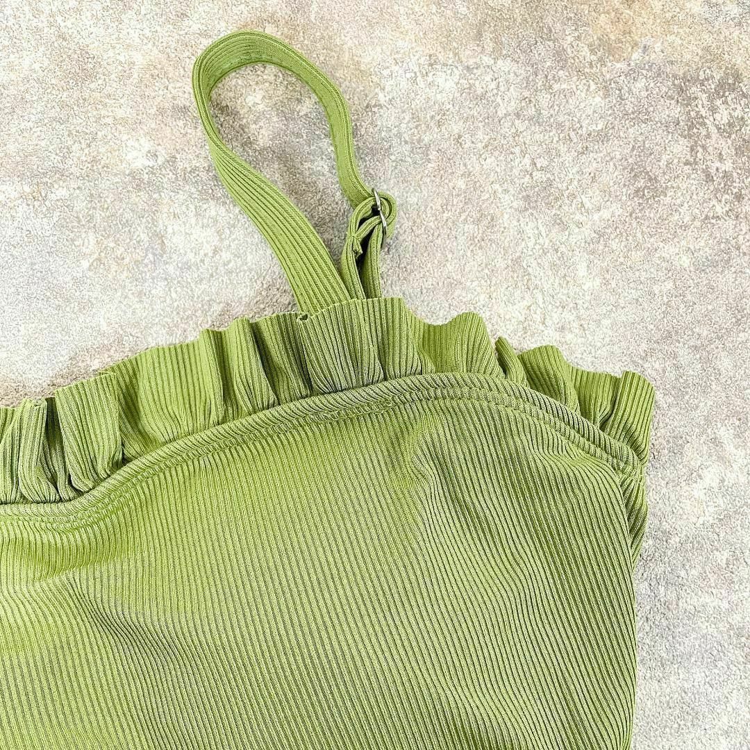 レディース 水着 韓国 オールインワン 体型カバー ワンピース 黄緑 XL レディースの水着/浴衣(水着)の商品写真