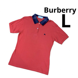 バーバリー(BURBERRY)のバーバリー　ポロシャツ  チェック　赤(Tシャツ(半袖/袖なし))
