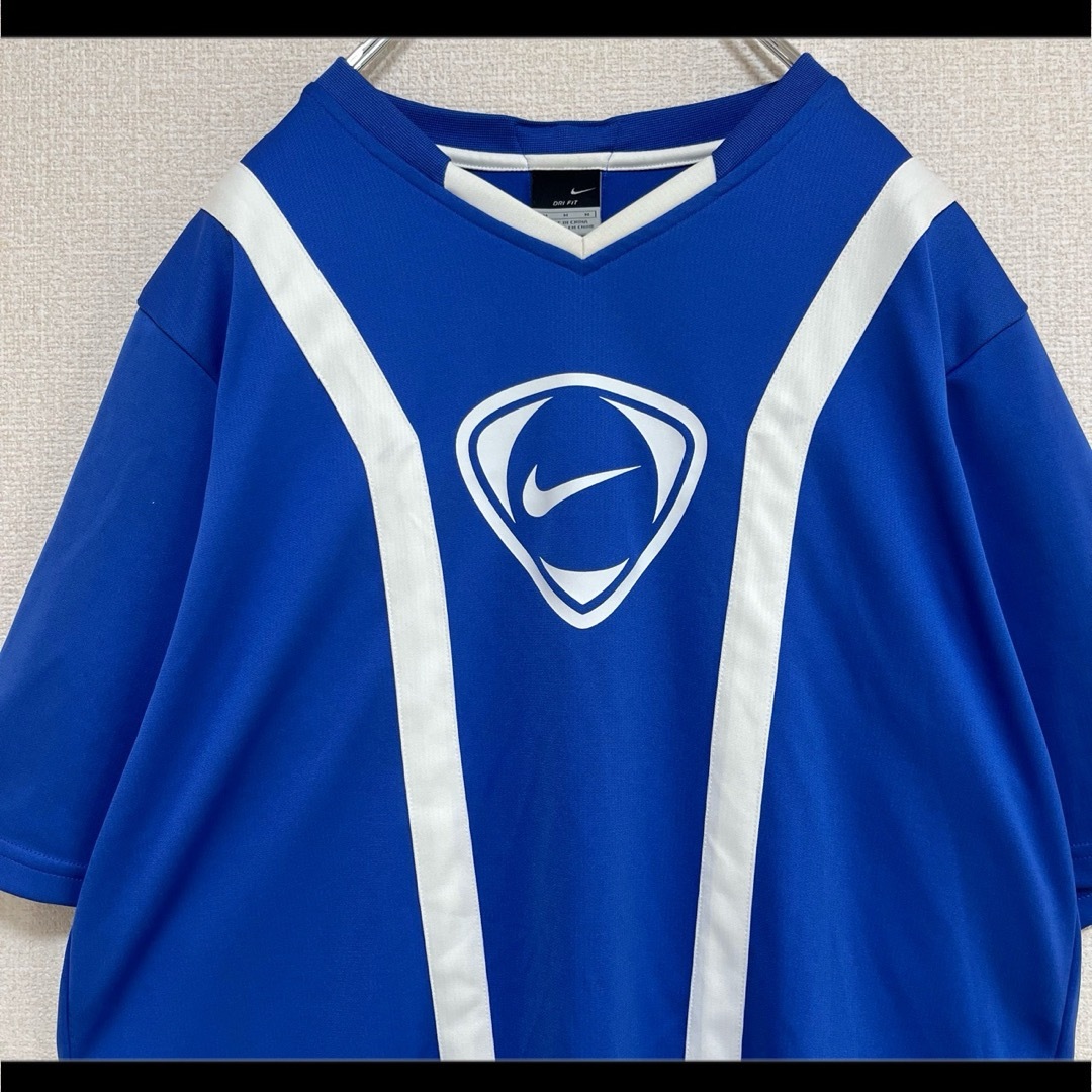 NIKE(ナイキ)のNIKE ナイキ Tシャツ ゲームシャツ 半袖 ブルー×ホワイト  袖ロゴ刺繍 メンズのトップス(Tシャツ/カットソー(半袖/袖なし))の商品写真