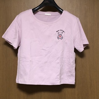 ジーユー(GU)の新品　GU クロップドTシャツ　くま　ピンク(Tシャツ(半袖/袖なし))