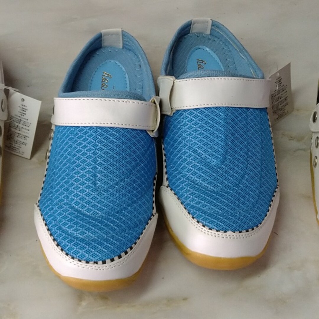 【未使用】スリッパサンダル　ブルー　M（23-23.5cm） レディースの靴/シューズ(サンダル)の商品写真