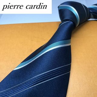 ピエールカルダン(pierre cardin)の美品★ ピエールカルダン★  ブランド ネクタイ シルク  伊製 ネイビー系(ネクタイ)