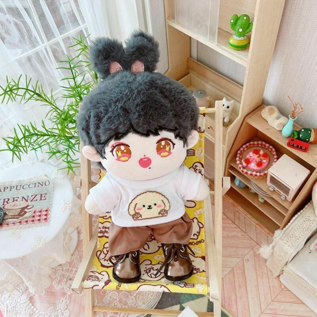 :犬 白 Tシャツ 茶 ぬい服 ちびぬい 20cm服 ぬいぐるみ服 韓国 推し活 エンタメ/ホビーのおもちゃ/ぬいぐるみ(ぬいぐるみ)の商品写真