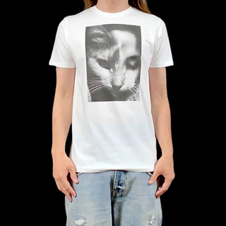 新品 キャットウーマン ねこ 猫ガール ハーフコントラスト コラージュ Tシャツ(Tシャツ/カットソー(半袖/袖なし))
