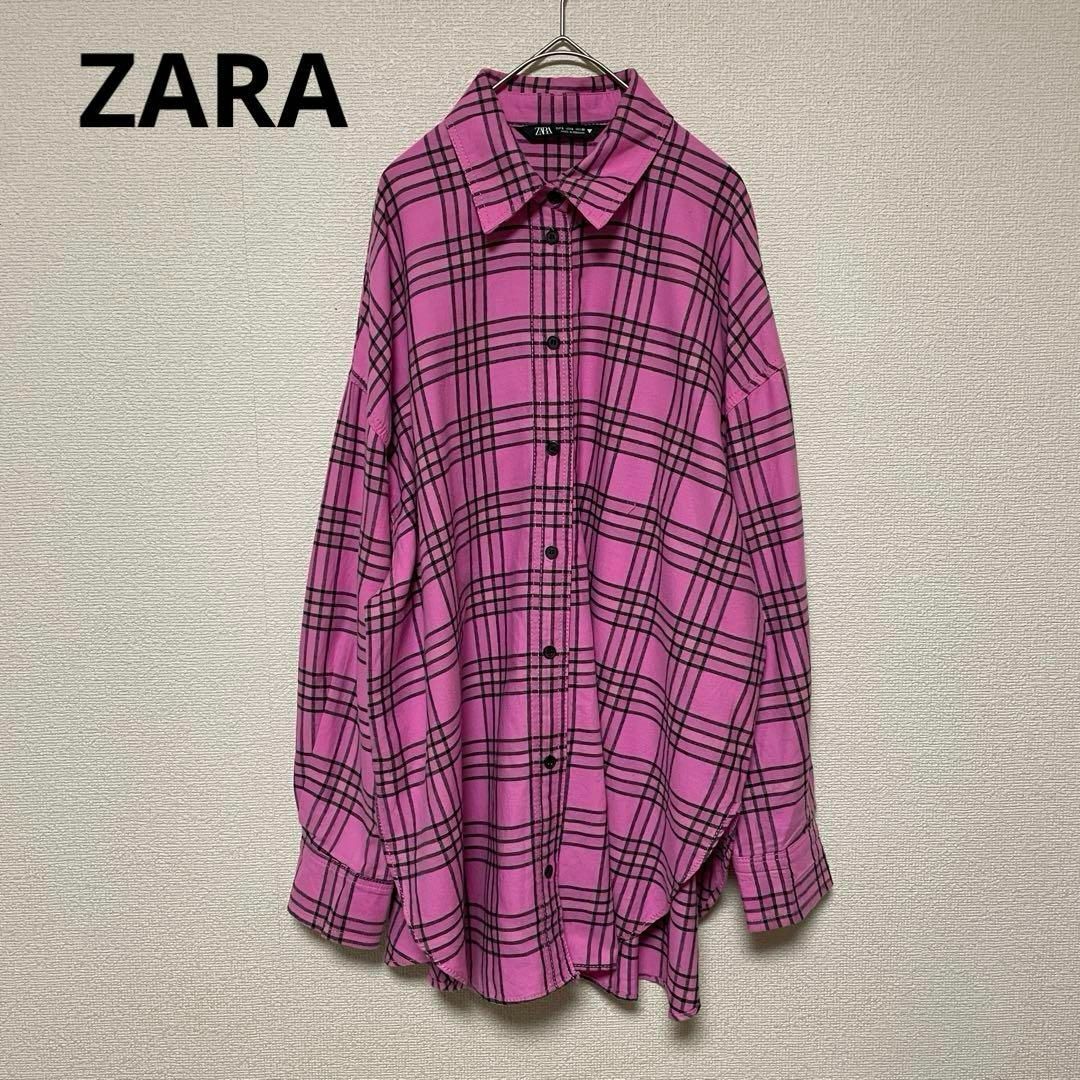 ZARA(ザラ)のxx144 ZARA/トップスチェックオーバーサイズシャツ/長袖/秋冬向け レディースのトップス(シャツ/ブラウス(長袖/七分))の商品写真