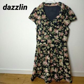 dazzlin - dazzlin　ダズリン　花柄　総柄　バラ　ローズ　ミニワンピース　薔薇　黒