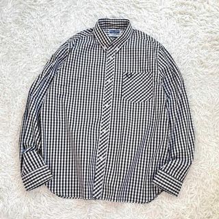 フレッドペリー(FRED PERRY)の【美品】フレッドペリー　ギンガム チェック 長袖シャツ　ロゴ刺繍　復刻タグ　XL(Tシャツ/カットソー(七分/長袖))