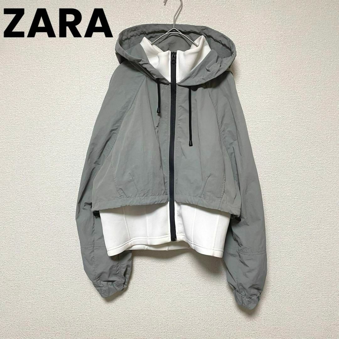 ZARA(ザラ)のxx148 ZARAコントラストラテックスジャケット/ジャンパーウインドパーカー レディースのジャケット/アウター(ブルゾン)の商品写真