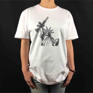 新品 自由の女神 マシンガン ステンシル アウトライン ポップ アート Tシャツ(Tシャツ/カットソー(半袖/袖なし))