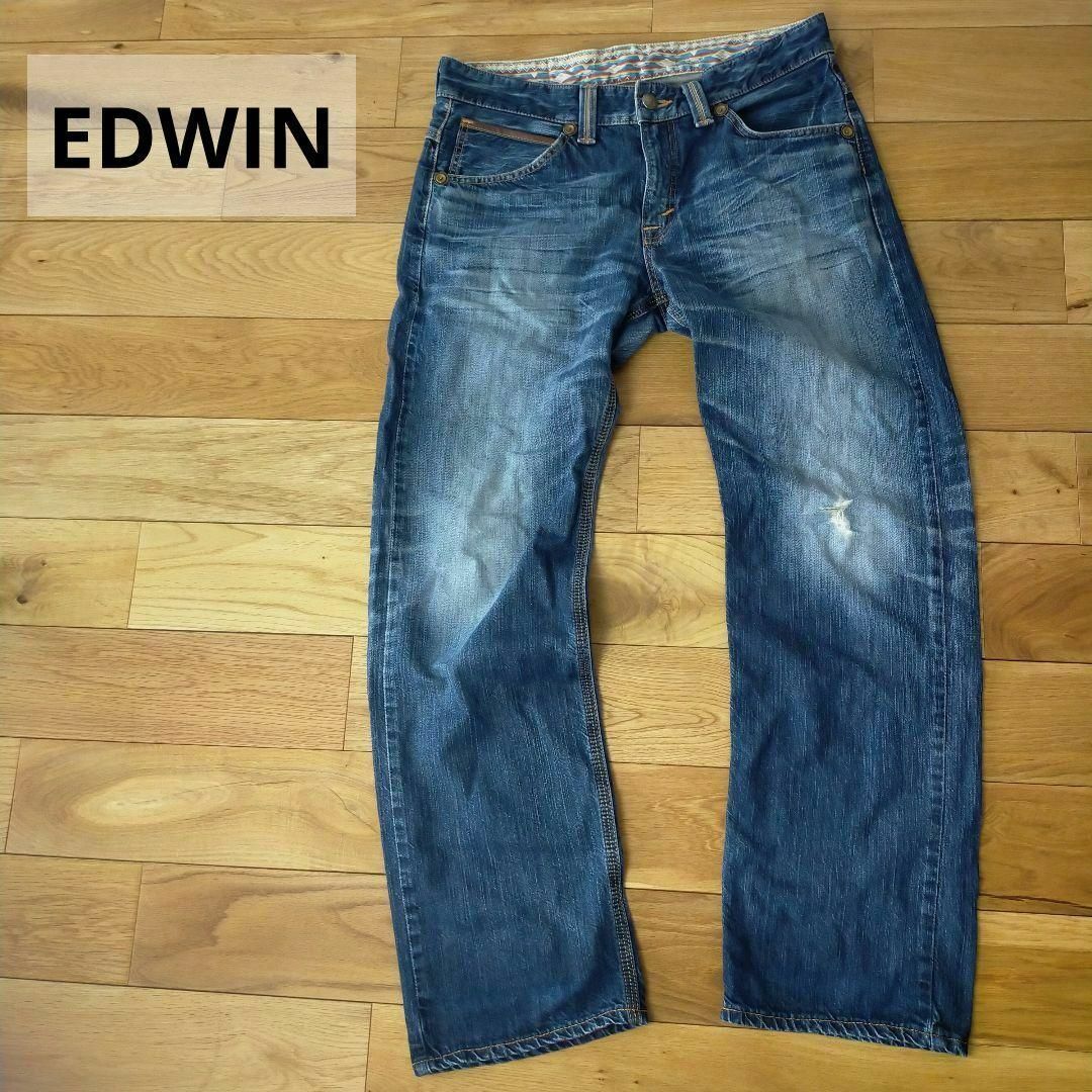 EDWIN(エドウィン)のEDWIN　エドウィン　444XVS　W34　鬼ひげ縦落ちヴィンテージ加工 メンズのパンツ(デニム/ジーンズ)の商品写真