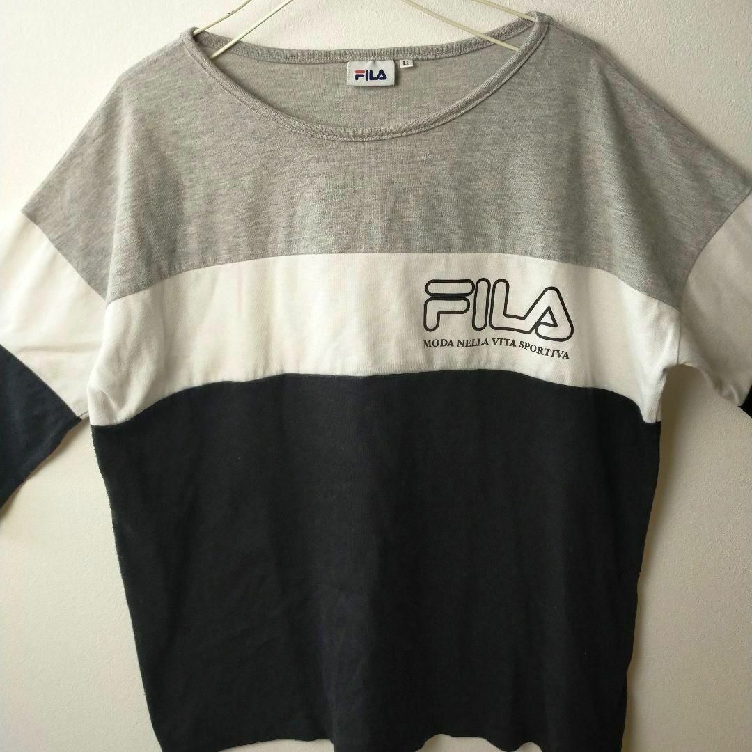 FILA(フィラ)のFILA　フィラ　七分丈　五分丈　ロンT　Tシャツ　レディース　LL　大きめ　黒 レディースのトップス(Tシャツ(長袖/七分))の商品写真