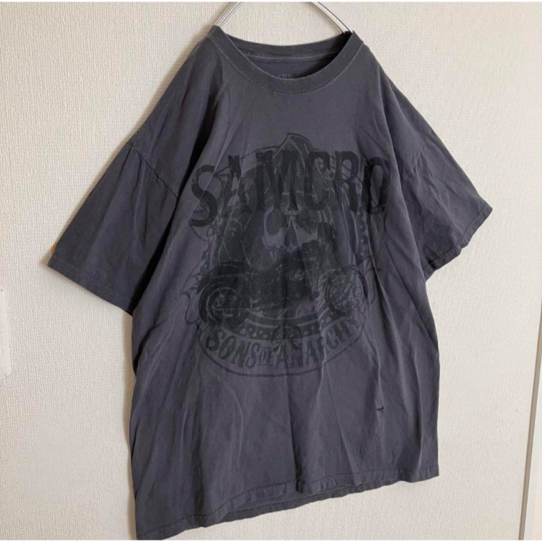 VINTAGE(ヴィンテージ)の鬼フェードダメージ古着スカルバイクTシャツtシャツビッグロゴ死神レースレーシング メンズのトップス(Tシャツ/カットソー(半袖/袖なし))の商品写真