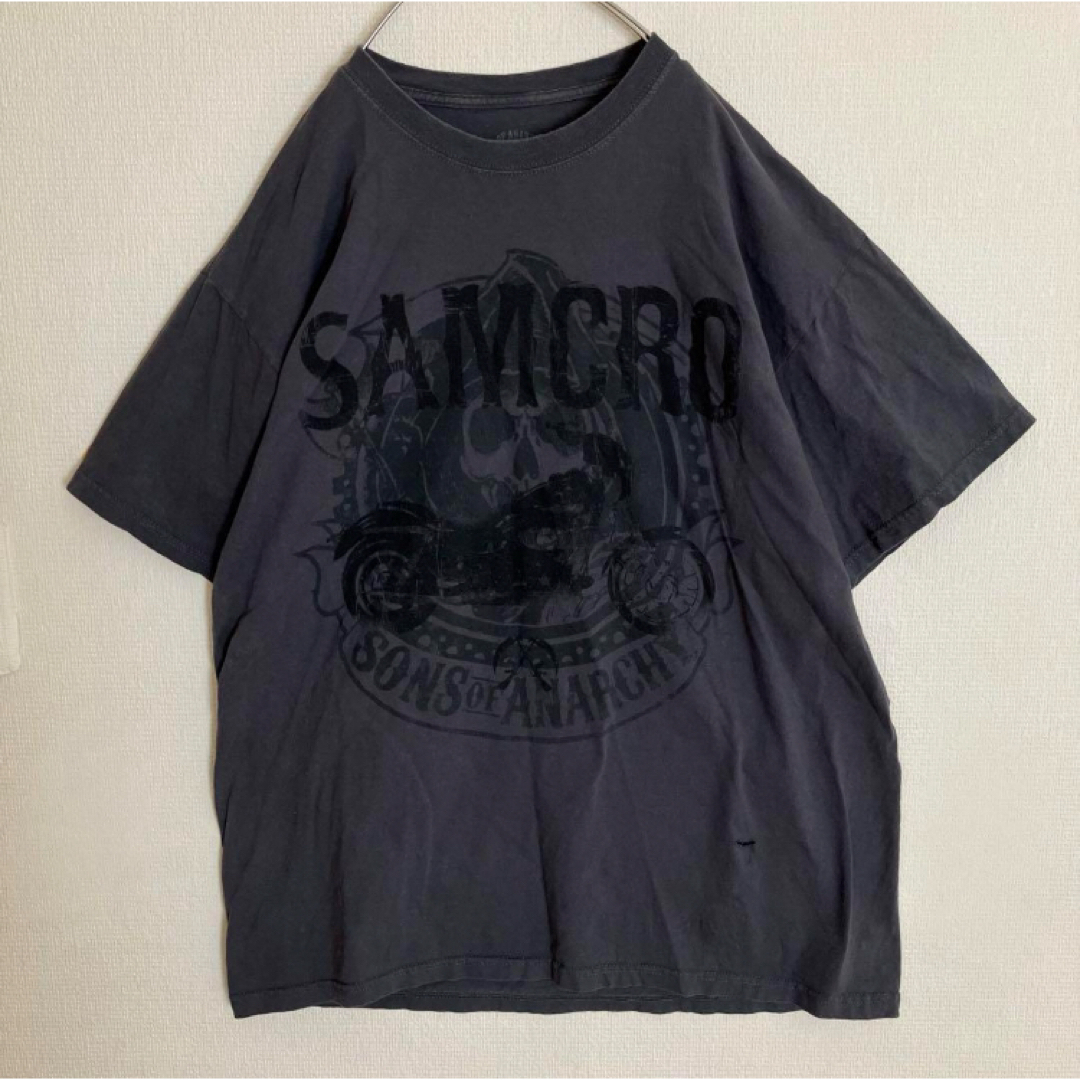 VINTAGE(ヴィンテージ)の鬼フェードダメージ古着スカルバイクTシャツtシャツビッグロゴ死神レースレーシング メンズのトップス(Tシャツ/カットソー(半袖/袖なし))の商品写真