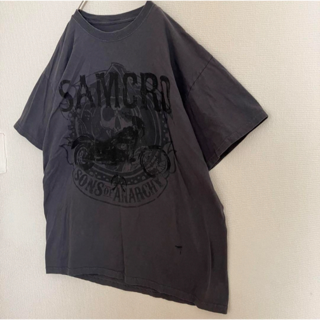 VINTAGE(ヴィンテージ)の鬼フェードダメージ古着スカルバイクTシャツtシャツビッグロゴ死神レースレーシング メンズのトップス(Tシャツ/カットソー(半袖/袖なし))の商品写真