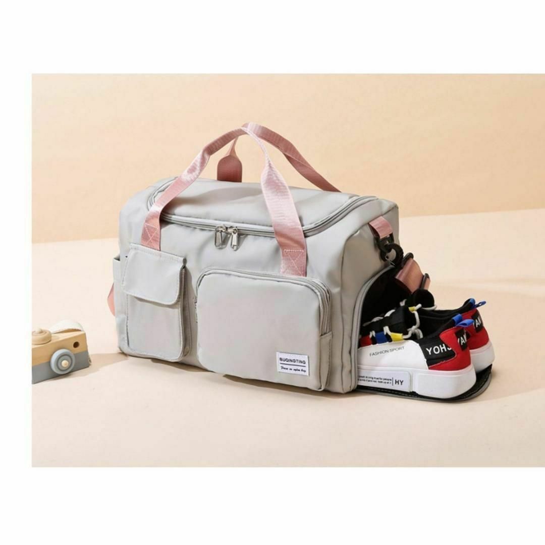 ボストンバッグ 旅行 撥水 大容量 トラベルバッグ スポーツ ジム 軽量 グレー レディースのバッグ(ボストンバッグ)の商品写真