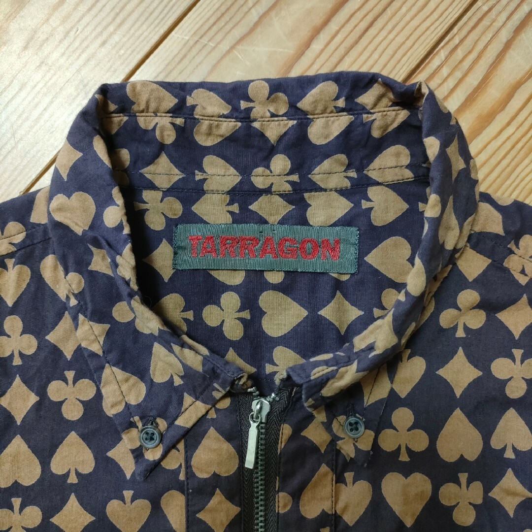 TARRAGON トランプ柄 総柄 ハーフジップボタンダウンシャツ L ブラウン メンズのトップス(シャツ)の商品写真