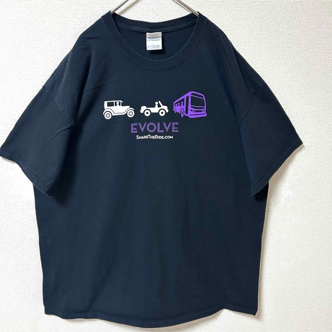 GILDAN(ギルタン)のUS古着 GILDAN 半袖Tシャツ プリント XL ゆるだぼ ブラック 進化 メンズのトップス(Tシャツ/カットソー(半袖/袖なし))の商品写真