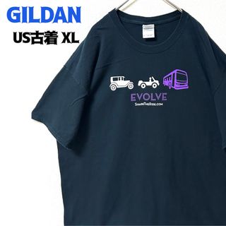 US古着 GILDAN 半袖Tシャツ プリント XL ゆるだぼ ブラック 進化