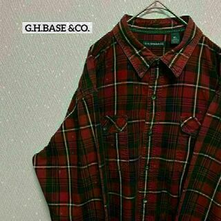 G.H.BASS &CO. チェックシャツ チェック 赤 XL 大きいサイズ(シャツ)