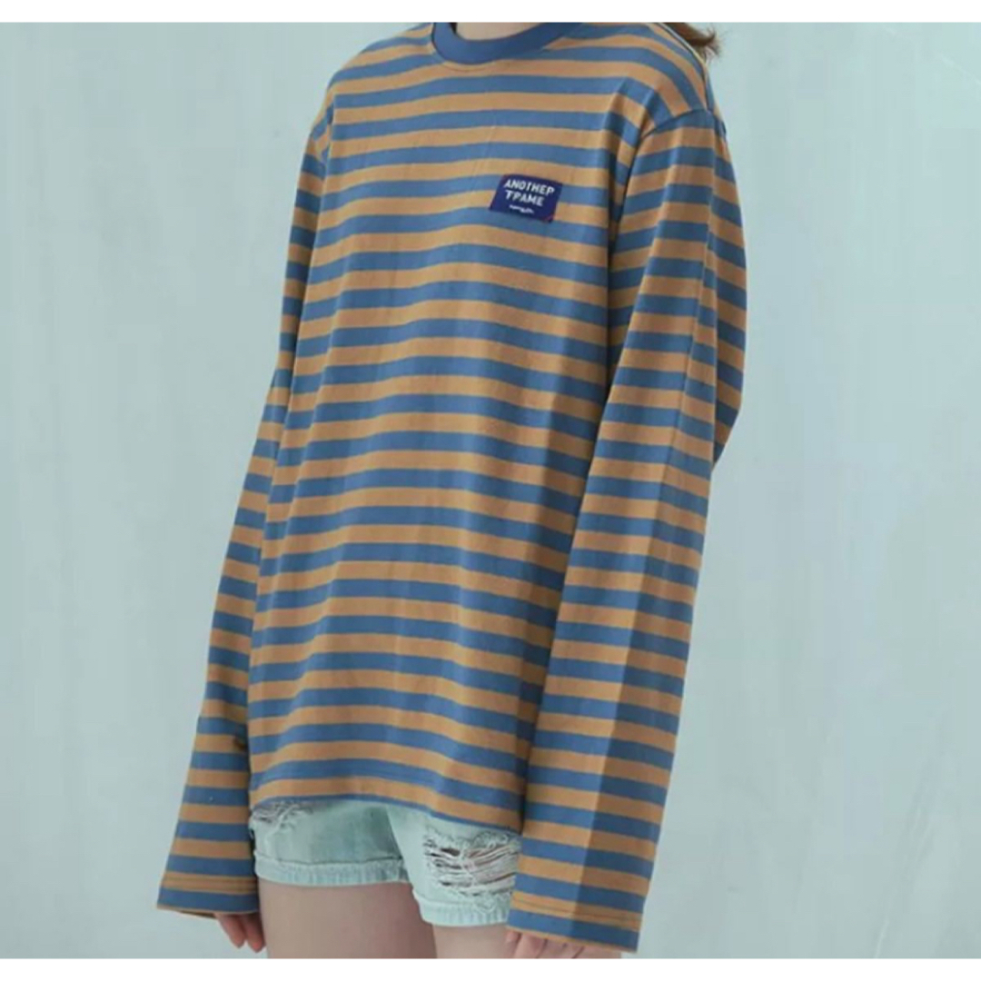 ロングTシャツ M オーバーサイズ シンプル カジュアル ボーダー 着回し 通学 レディースのトップス(Tシャツ(長袖/七分))の商品写真
