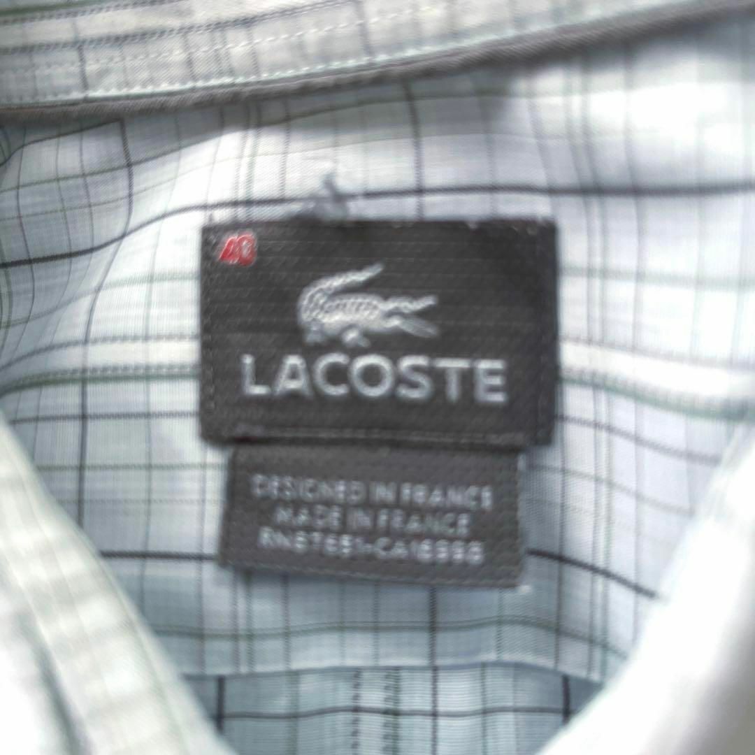 LACOSTE(ラコステ)のフランス製ヴィンテージ古着LACOSTEラコステ　ワニ刺繍ロゴ長袖チェックシャツ メンズのトップス(シャツ)の商品写真