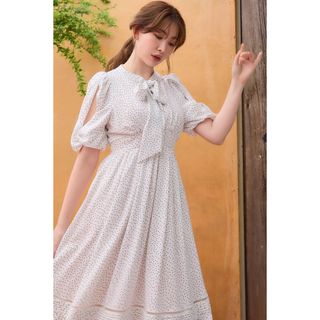 ハーリップトゥ(Her lip to)のherlipto Polka-Dot Open Shoulder Dress(ロングワンピース/マキシワンピース)