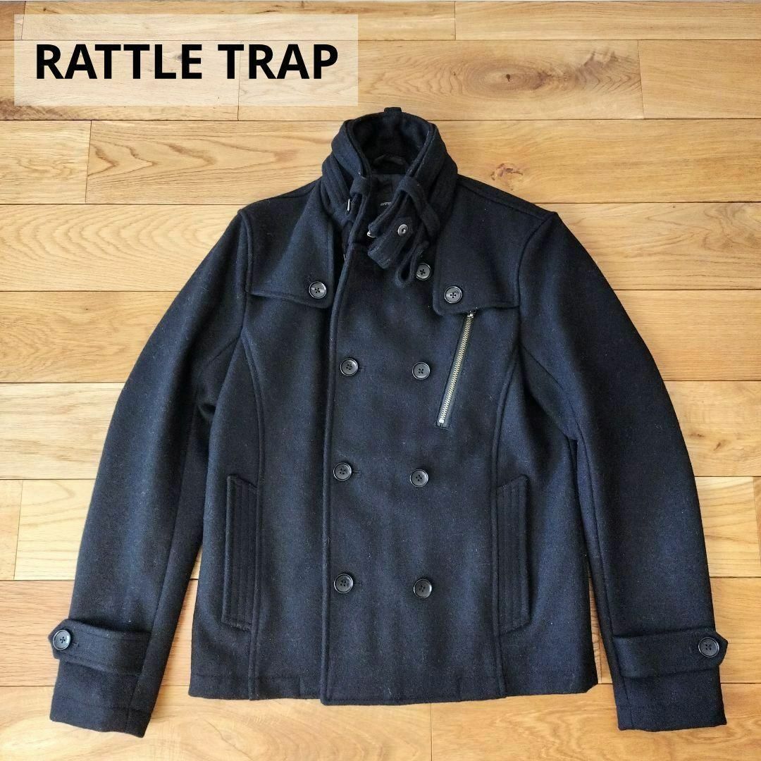 RATTLE TRAP(ラトルトラップ)のRATTLE TRAP ラトルトラップ　メルトンスタンドピーコート　M　メンズ メンズのジャケット/アウター(ピーコート)の商品写真