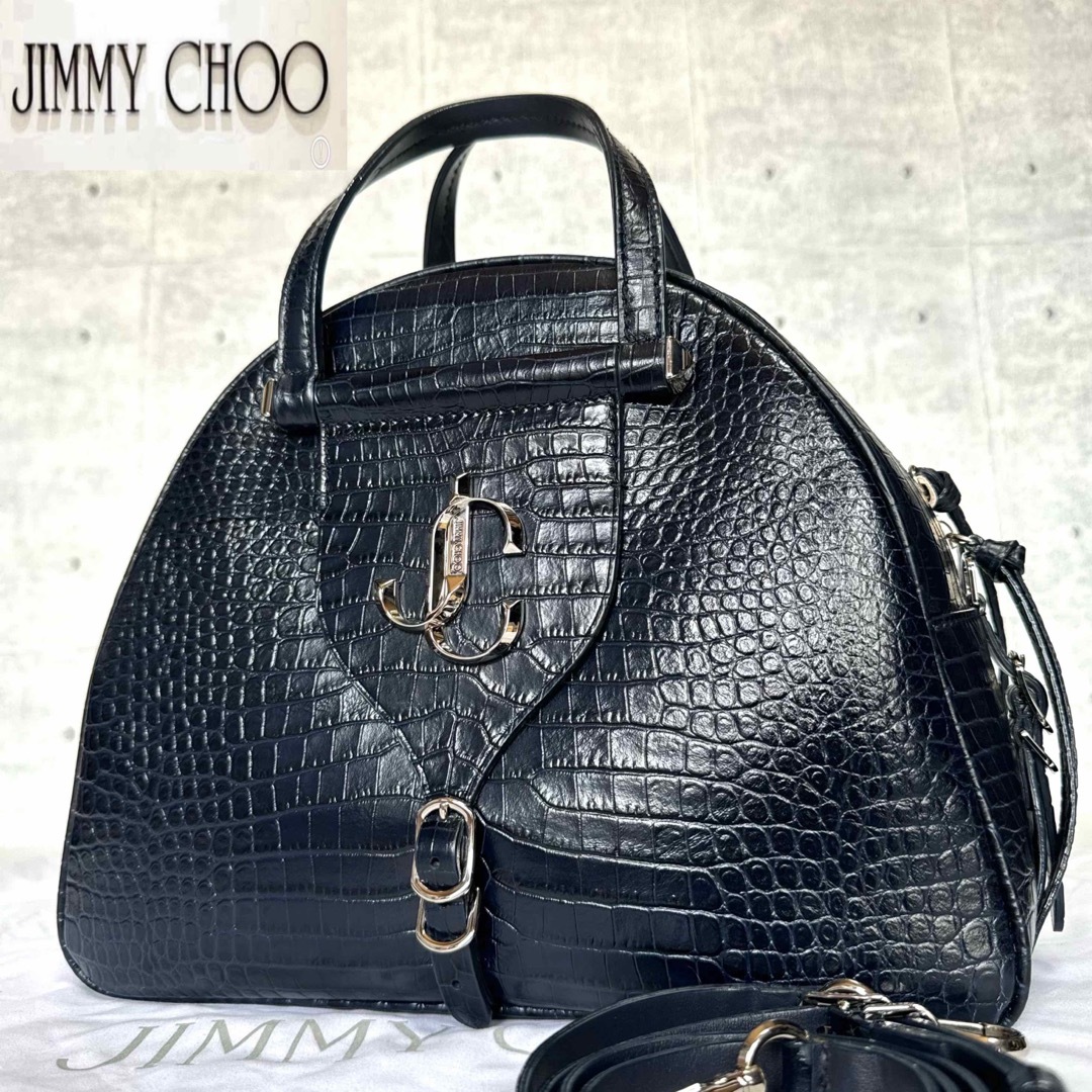 JIMMY CHOO(ジミーチュウ)の【未使用級】JIMMY CHOO VARENNE クロコ型押し 2WAYバッグ レディースのバッグ(ハンドバッグ)の商品写真