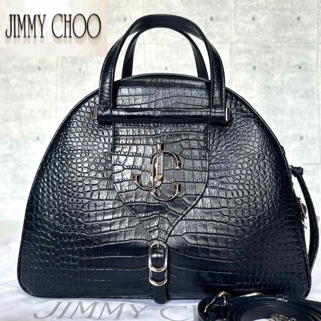 JIMMY CHOO(ジミーチュウ)の【未使用級】JIMMY CHOO VARENNE クロコ型押し 2WAYバッグ レディースのバッグ(ハンドバッグ)の商品写真