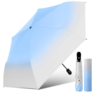 折り畳み日傘　軽量　完全遮光　晴雨兼用　100%遮光　UVカット　ワンタッチ　青(傘)