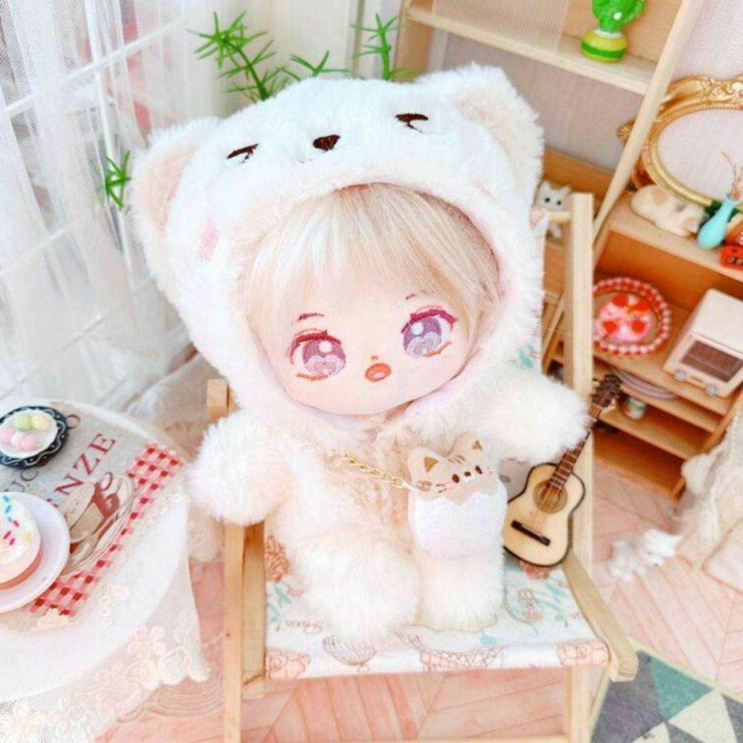 猫 ねこネコ 白 ぬい服 ちびぬい 20cm服 ぬいぐるみ服 韓国 推し活 衣装 エンタメ/ホビーのおもちゃ/ぬいぐるみ(ぬいぐるみ)の商品写真