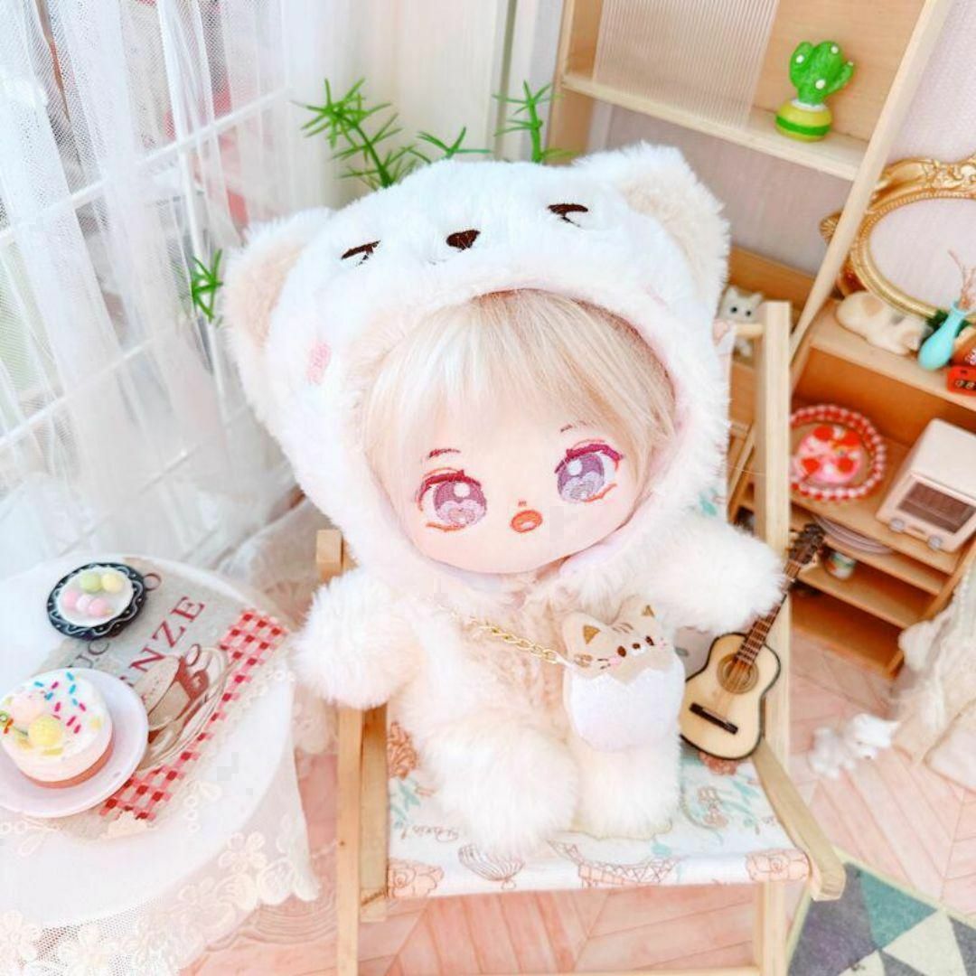 猫 ねこネコ 白 ぬい服 ちびぬい 20cm服 ぬいぐるみ服 韓国 推し活 衣装 エンタメ/ホビーのおもちゃ/ぬいぐるみ(ぬいぐるみ)の商品写真