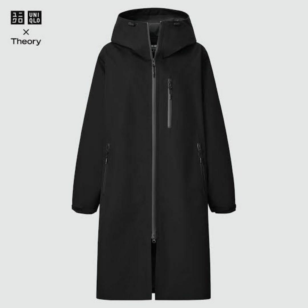 UNIQLO(ユニクロ)の美品✨ユニクロ セオリー ブロックテックコート ロングコート 黒 Mサイズ レディースのジャケット/アウター(ロングコート)の商品写真