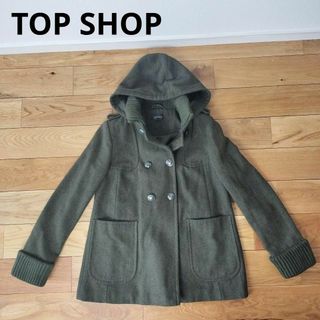 トップショップ(TOPSHOP)のTOPSHOP　トップショップ　ウールコート　ピーコート　レディース　M　緑(ピーコート)