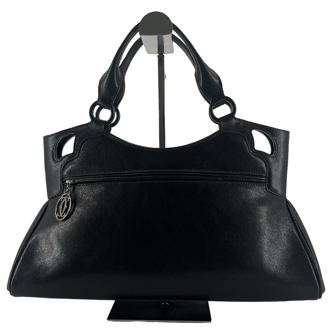 Cartier(カルティエ)のカルティエ　ハンドバッグ　マルチェロ　パンチング　ロゴ　ギャランティ　ブラック レディースのバッグ(ハンドバッグ)の商品写真