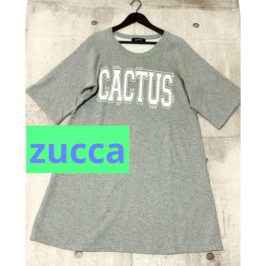 ZUCCa(ズッカ)の【ズッカ】cactusプリント　スエットワンピース　グレー　サボテン　日本製 レディースのワンピース(その他)の商品写真