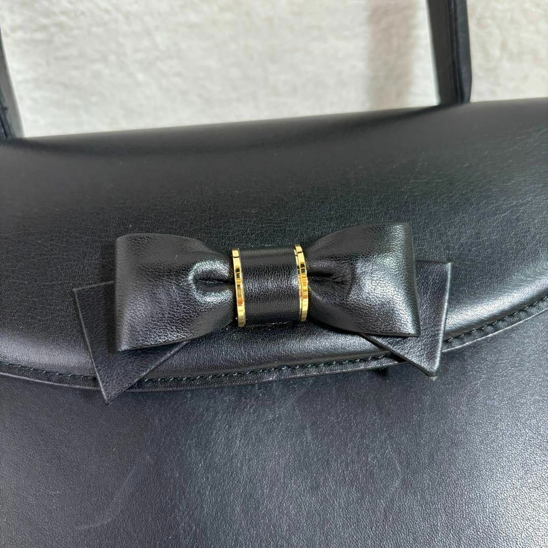 HANAE MORI(ハナエモリ)の美品✨ハナエモリ バッグ ハンドバッグ フォーマルバッグ リボン ブラック レディースのバッグ(ハンドバッグ)の商品写真