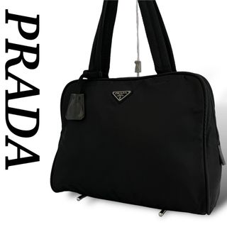 プラダ(PRADA)のプラダ　トートバッグ　三角ロゴ　肩掛け可　 A4可　南京錠　ブラック　ナイロン(トートバッグ)