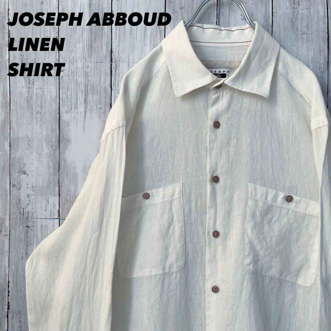 アメリカ古着　JOSEPH ABBOUD リネン2WAYシャツ　M白ユニセックス メンズのトップス(シャツ)の商品写真