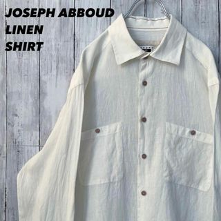 アメリカ古着　JOSEPH ABBOUD リネン2WAYシャツ　M白ユニセックス(シャツ)