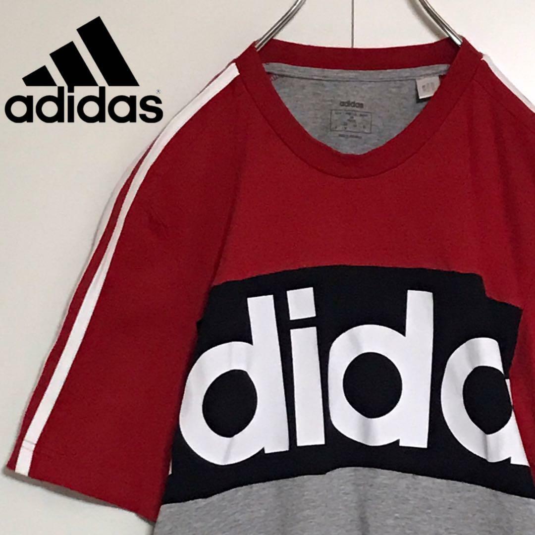 adidas(アディダス)の【美品】アディダス　ビッグロゴ入りTシャツ 美品　マルチカラー　F977 メンズのトップス(Tシャツ/カットソー(半袖/袖なし))の商品写真